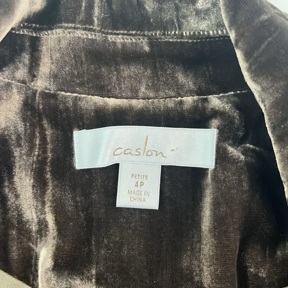 Caslon Velvet Brown Blazer 4P Silk Blend Academia Preppy Office Event Evening